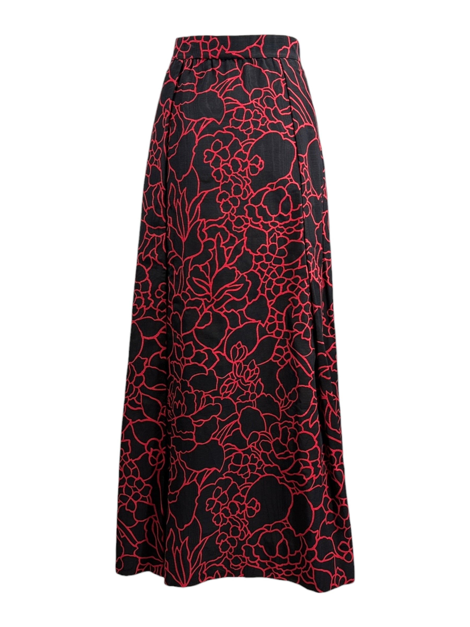 Chanel Karl Lagerfeld 1989 Camelia black red printed skirt
