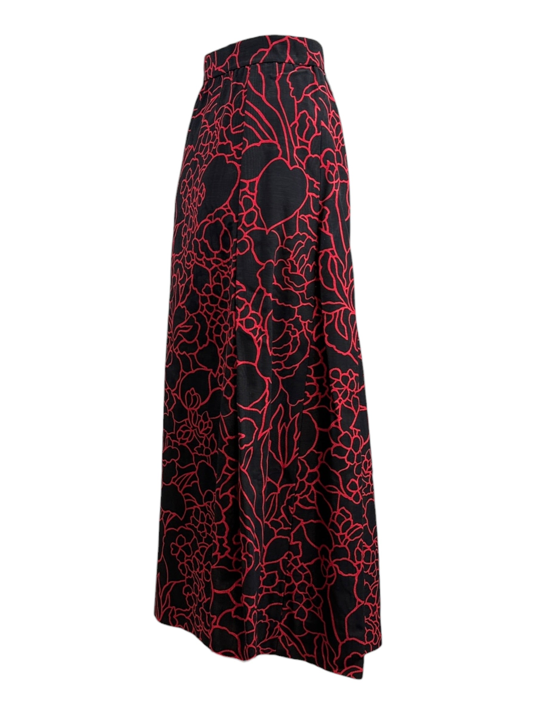 Chanel Karl Lagerfeld 1989 Camelia black red printed skirt
