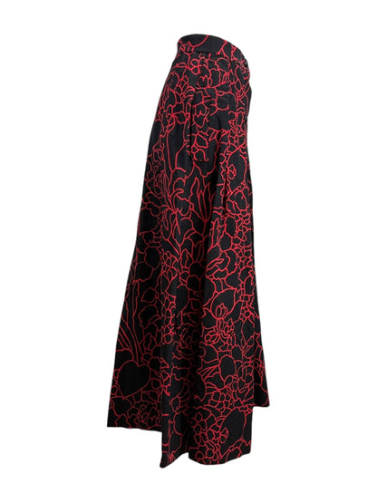 Chanel Karl Lagerfeld 1989 Camelia black red printed skirt