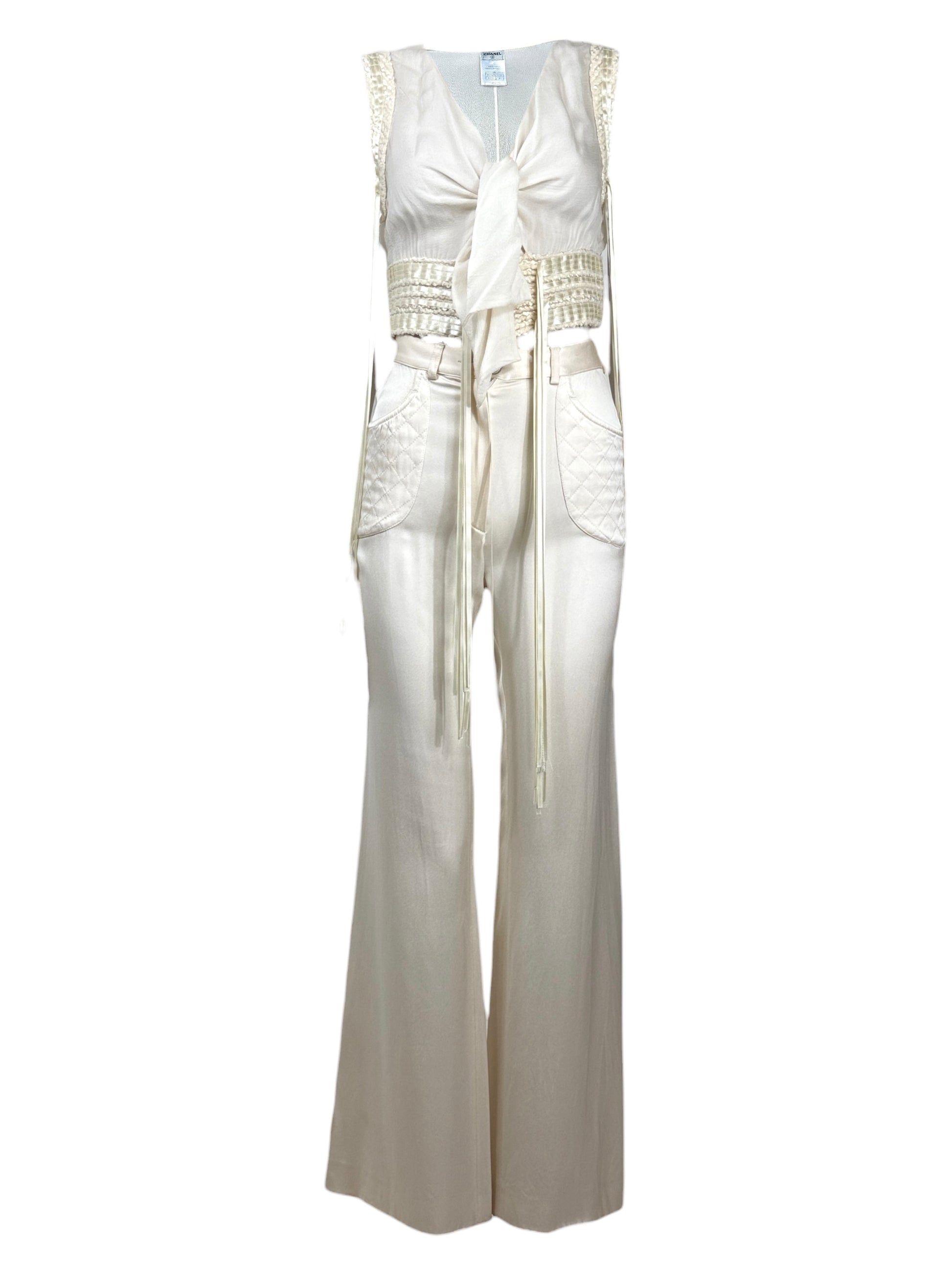 Chanel Karl Lagerfeld 2004 silk ecru set