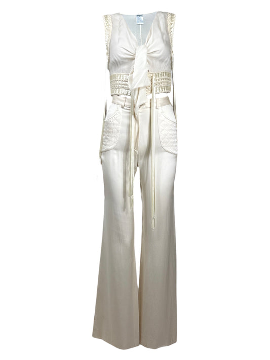 Chanel Karl Lagerfeld 2004 silk ecru set