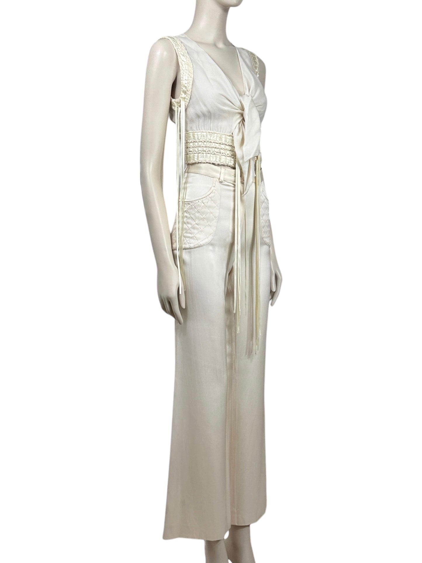 Chanel Karl Lagerfeld 2004 silk ecru set