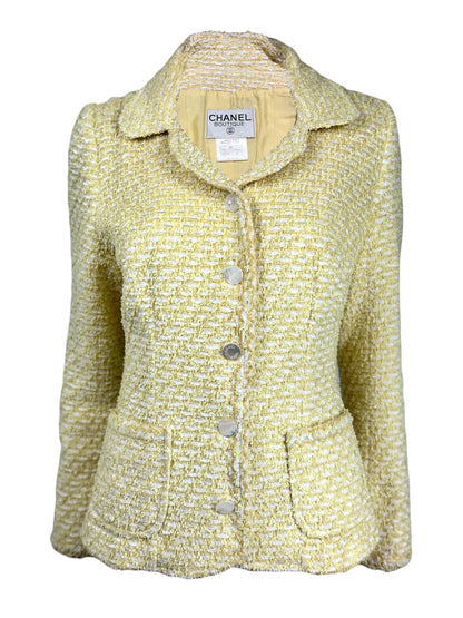 Chanel Karl Lagerfeld Cruise 1996 yellow white tweed jacket