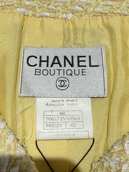 Chanel Karl Lagerfeld Cruise 1996 yellow white tweed jacket
