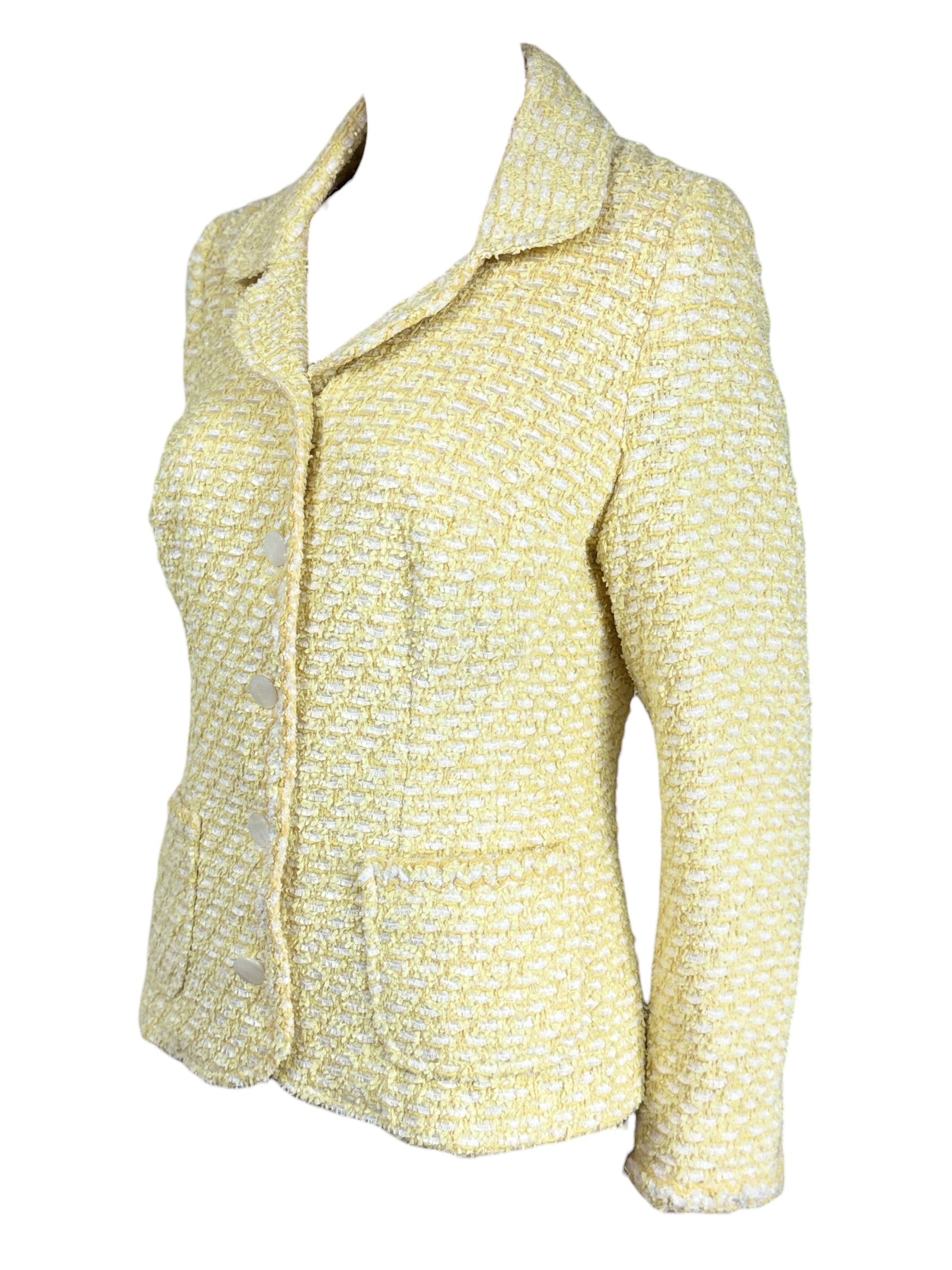 Chanel Karl Lagerfeld Cruise 1996 yellow white tweed jacket