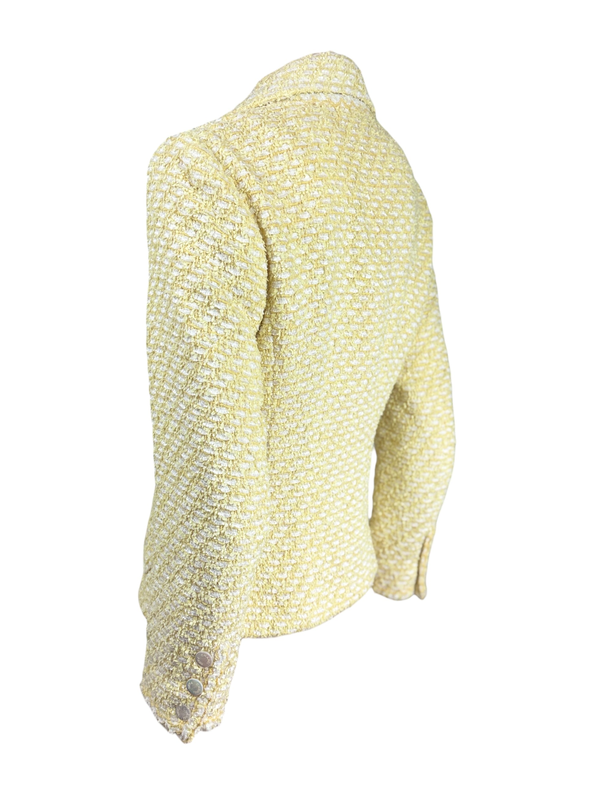 Chanel Karl Lagerfeld Cruise 1996 yellow white tweed jacket