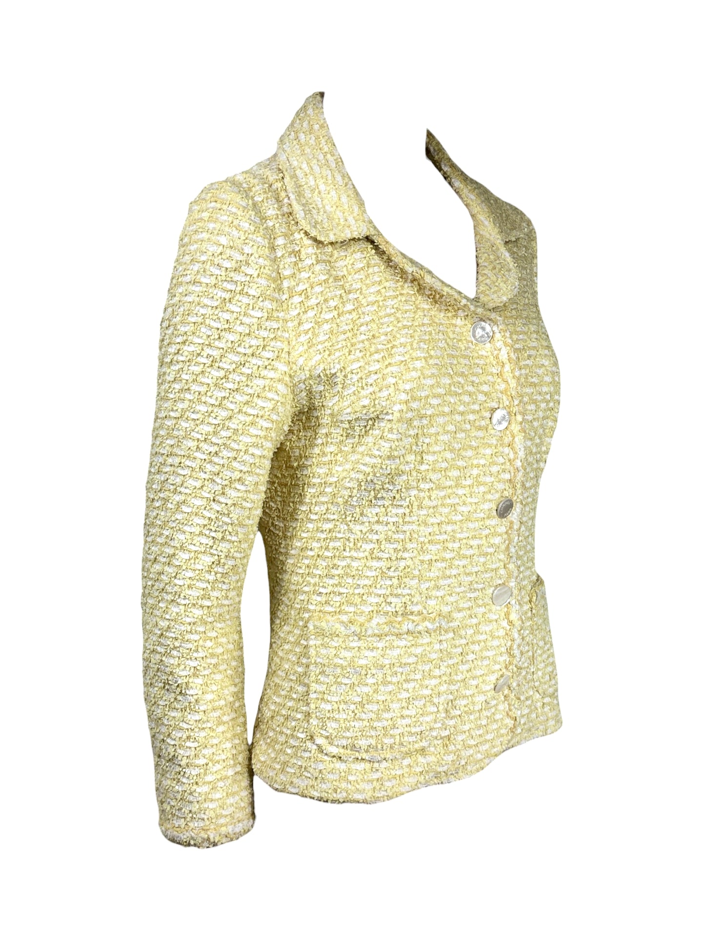 Chanel Karl Lagerfeld Cruise 1996 yellow white tweed jacket