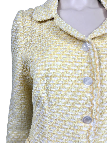 Chanel Karl Lagerfeld Cruise 1996 yellow white tweed jacket
