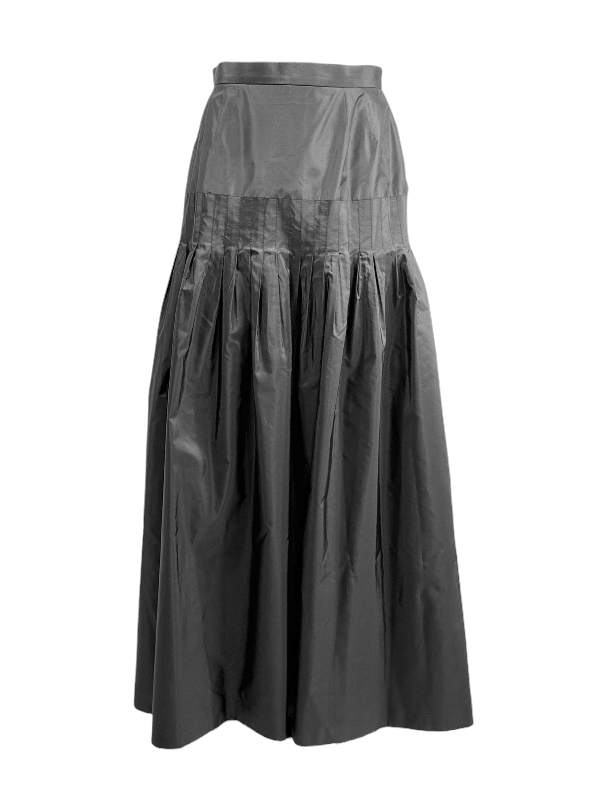 Chanel Karl Lagerfeld Fall 1998 Black silk train taffeta skirt