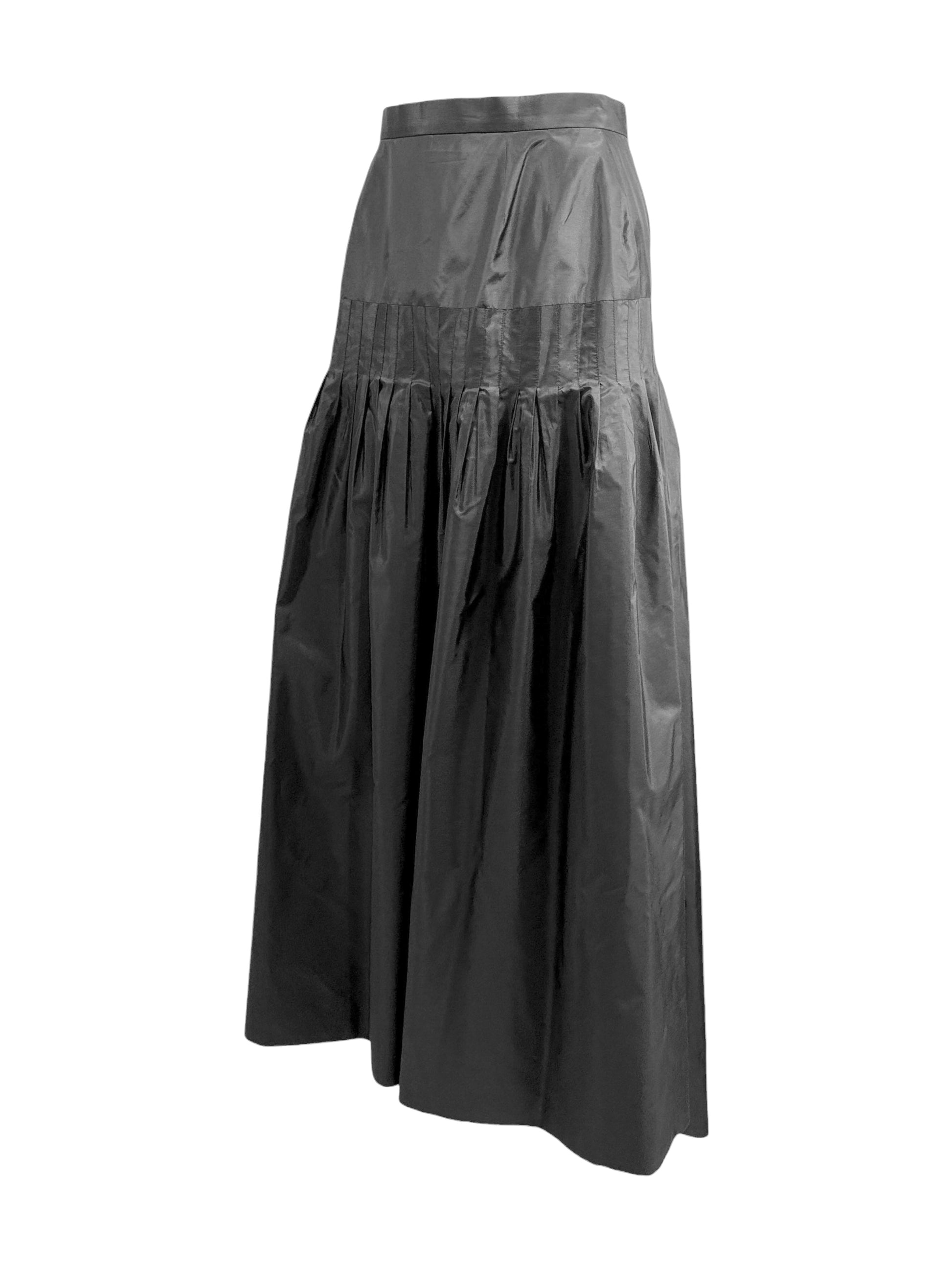 Chanel Karl Lagerfeld Fall 1998 Black silk train taffeta skirt