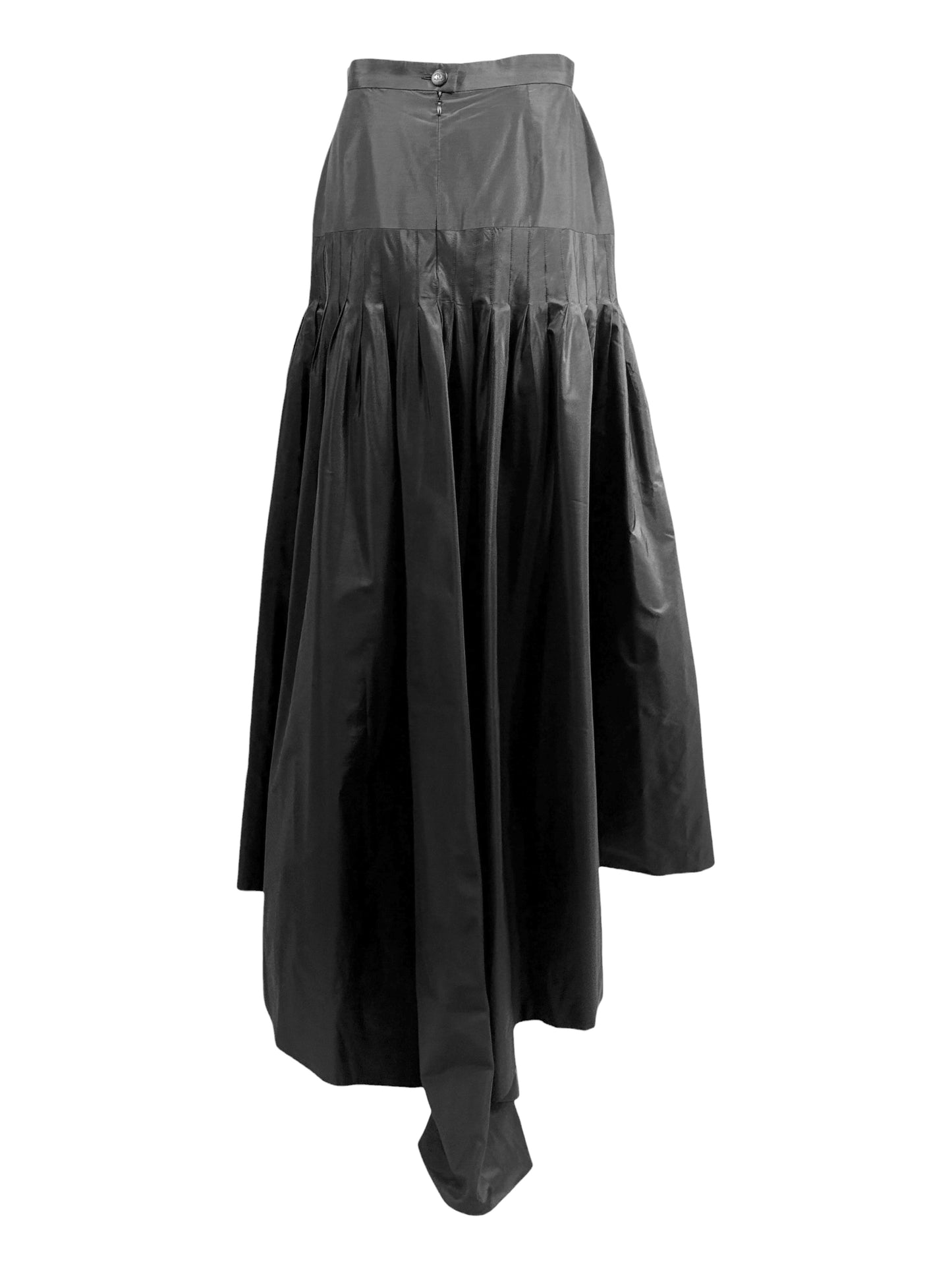 Chanel Karl Lagerfeld Fall 1998 Black silk train taffeta skirt