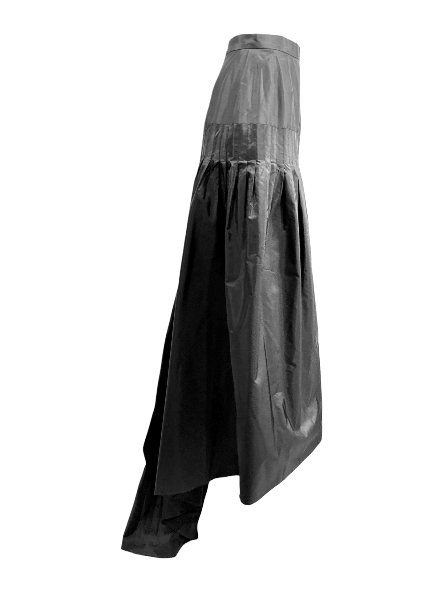 Chanel Karl Lagerfeld Fall 1998 Black silk train taffeta skirt
