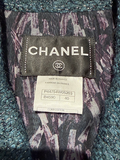 Chanel Karl Lagerfeld Fall 2012 Look 18 green tweed coat