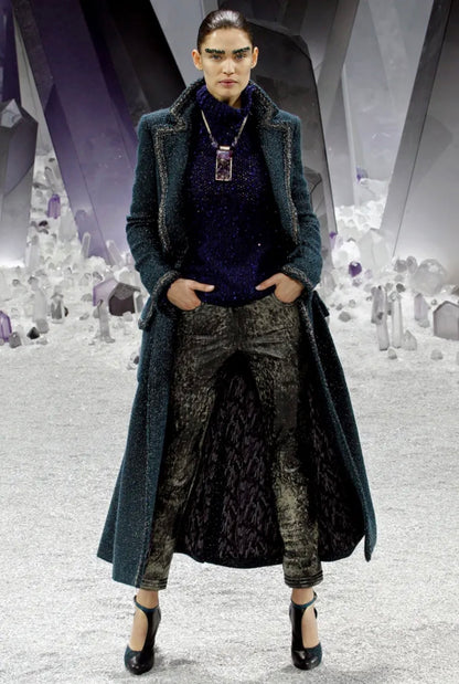 Chanel Karl Lagerfeld Fall 2012 Look 18 green tweed coat