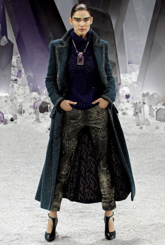 Chanel Karl Lagerfeld Fall 2012 Look 18 green tweed coat