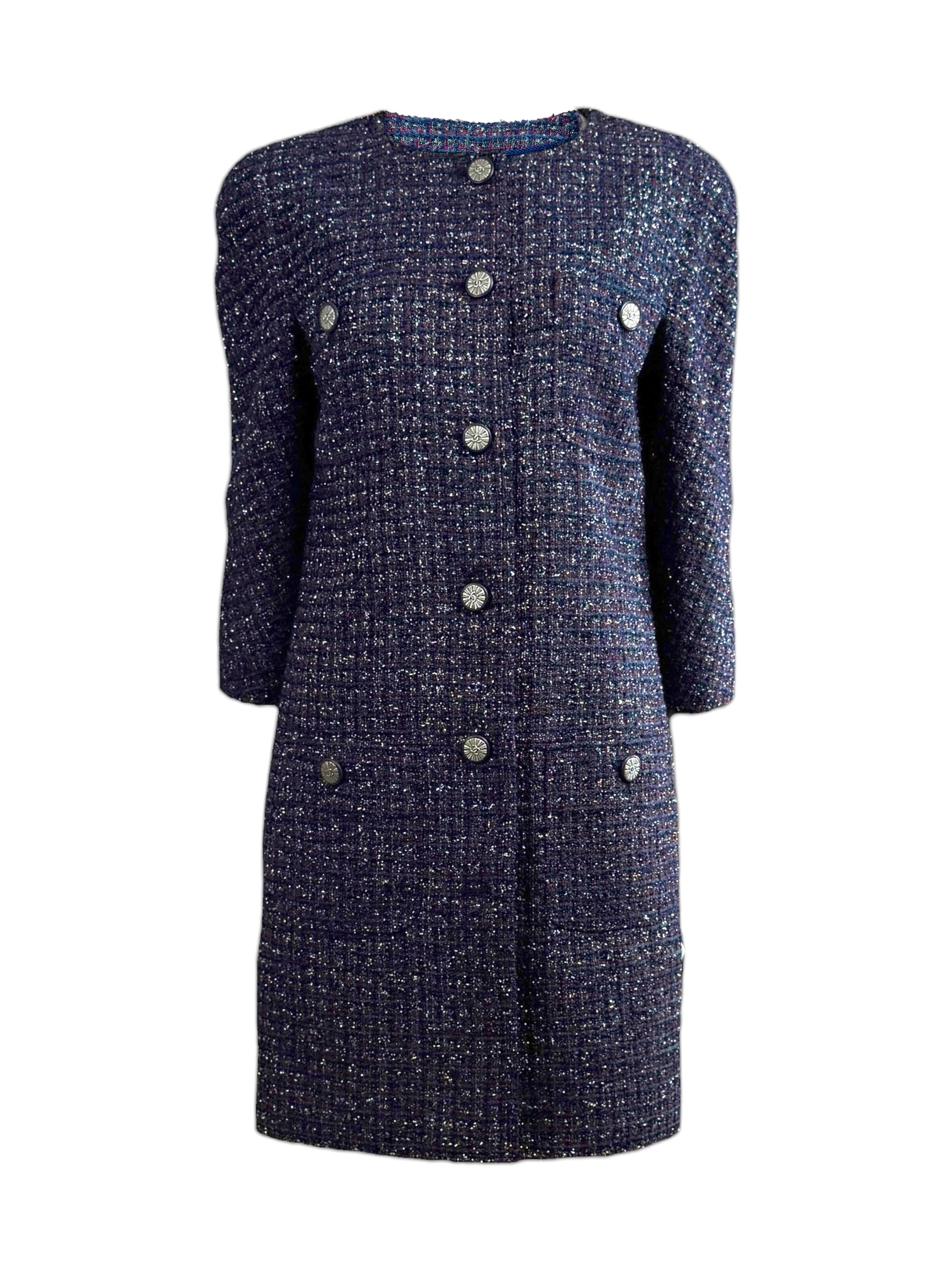 Chanel Karl Lagerfeld Fall 2014 Purple navy tweed coat