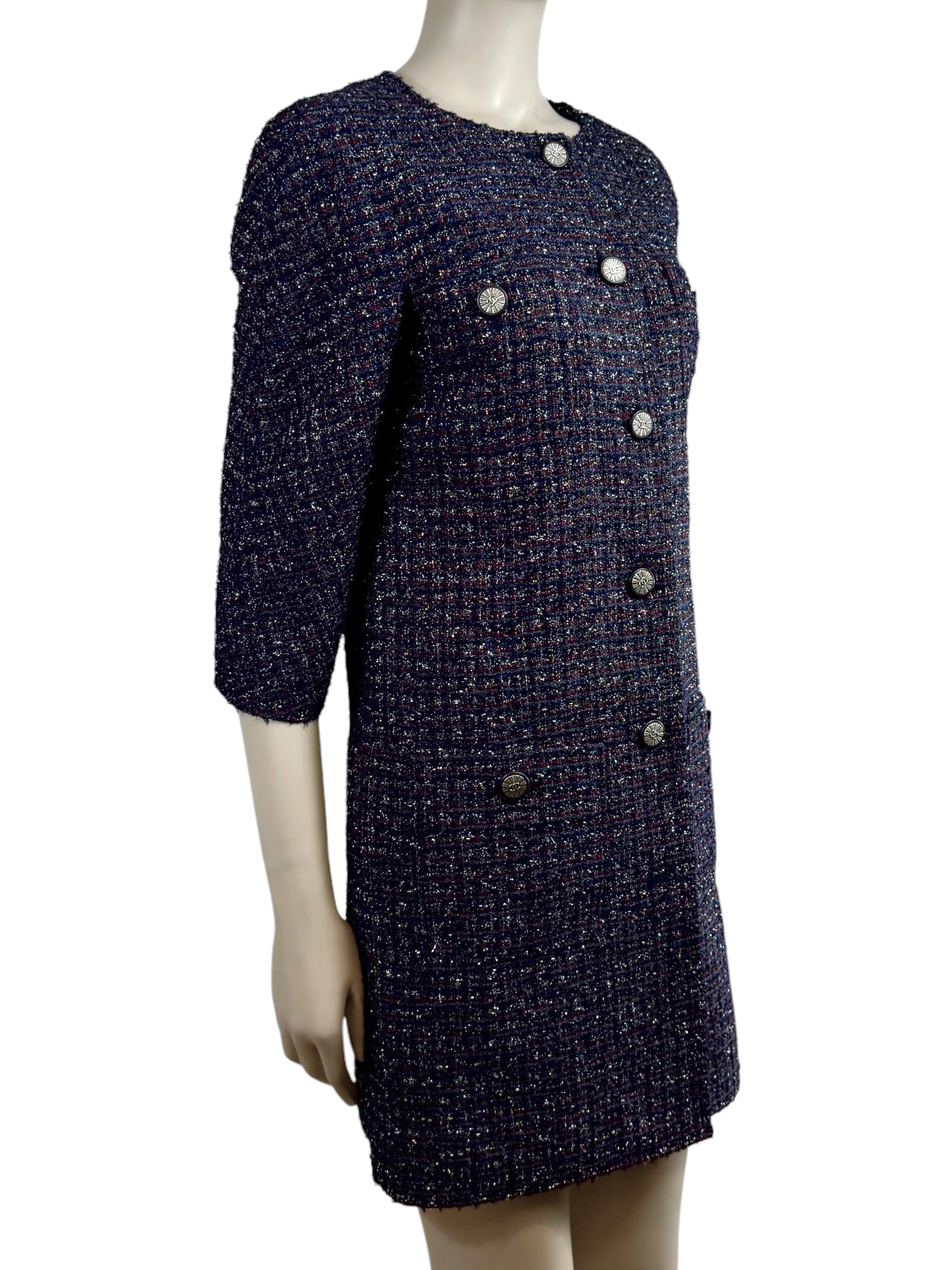 Chanel Karl Lagerfeld Fall 2014 Purple navy tweed coat