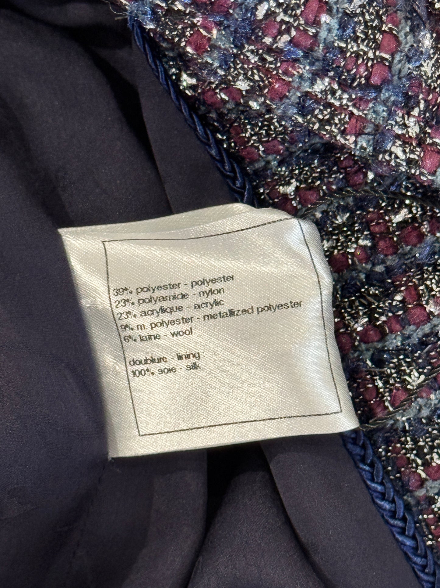 Chanel Karl Lagerfeld Fall 2014 Purple navy tweed coat