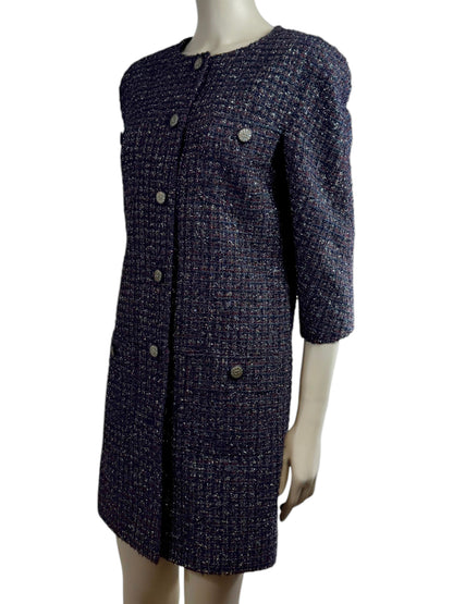Chanel Karl Lagerfeld Fall 2014 Purple navy tweed coat