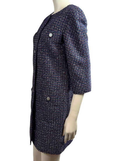 Chanel Karl Lagerfeld Fall 2014 Purple navy tweed coat