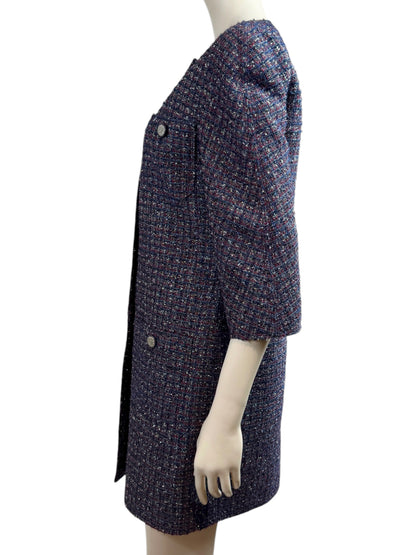 Chanel Karl Lagerfeld Fall 2014 Purple navy tweed coat