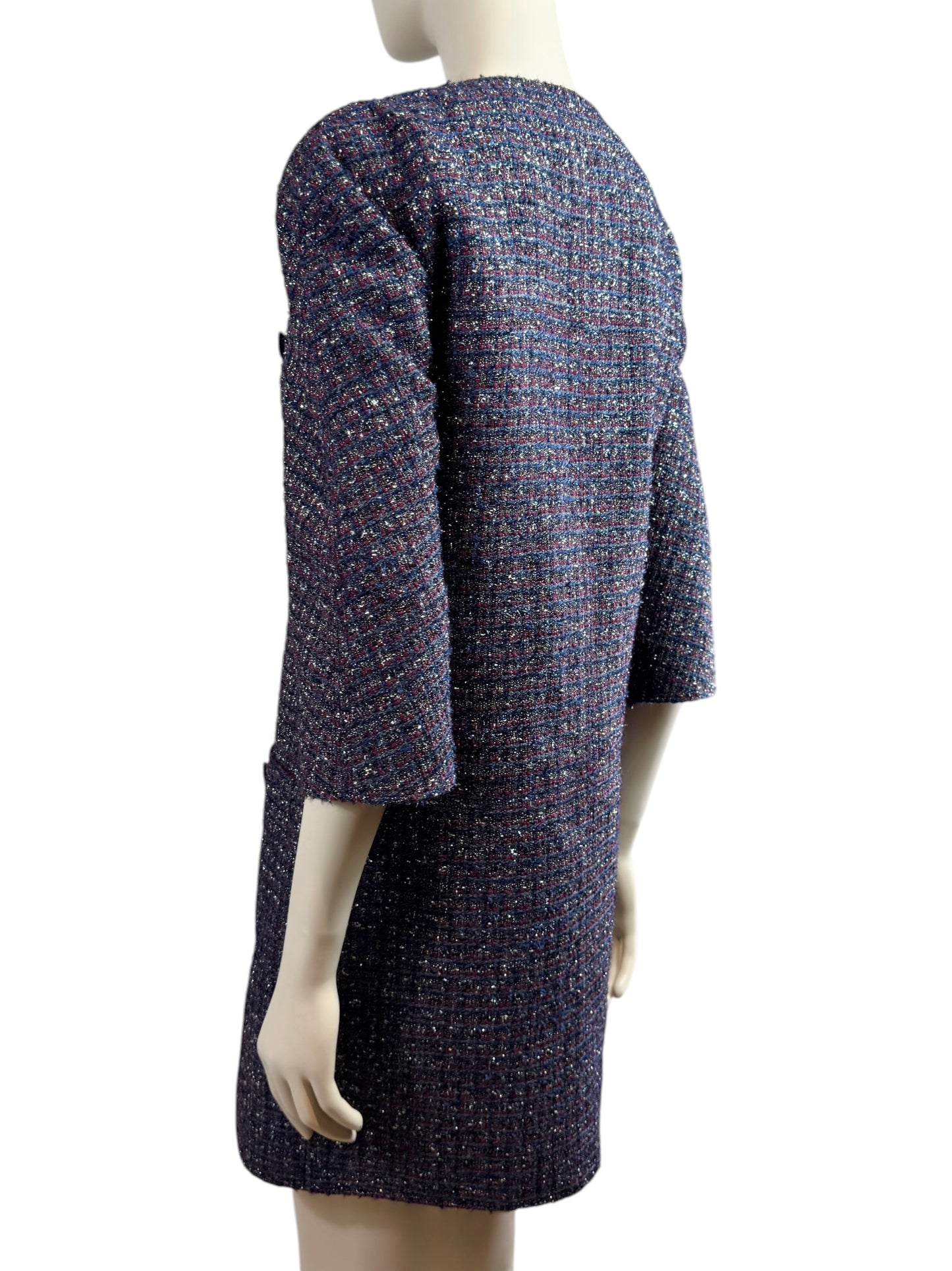 Chanel Karl Lagerfeld Fall 2014 Purple navy tweed coat