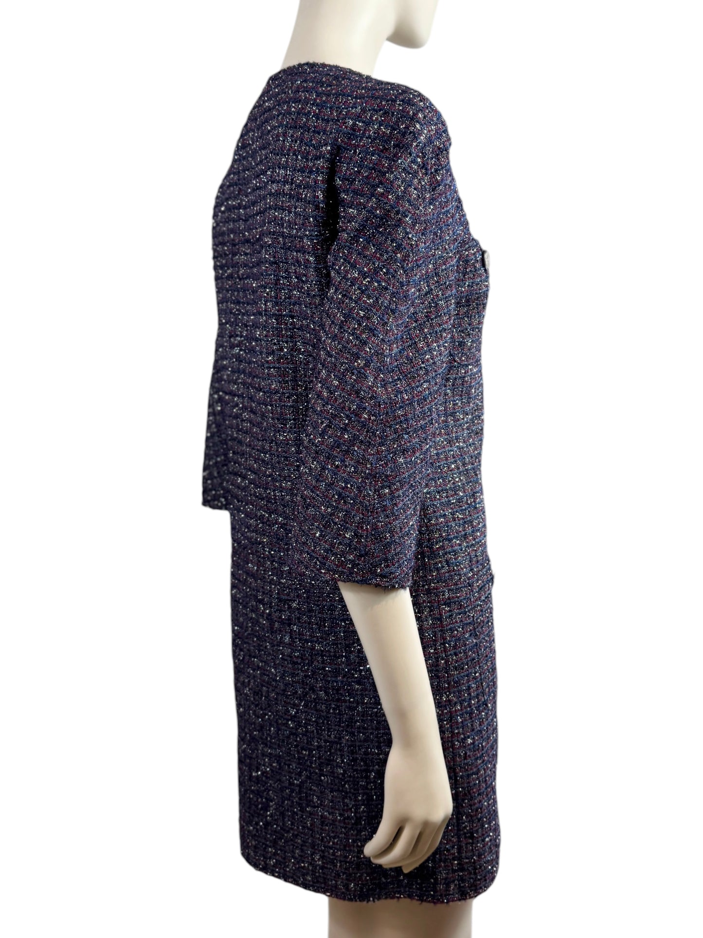 Chanel Karl Lagerfeld Fall 2014 Purple navy tweed coat