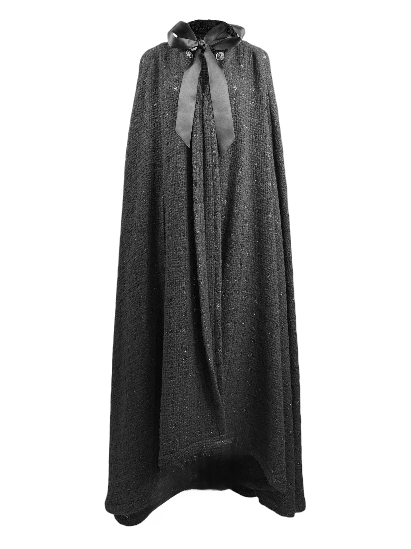 Chanel Karl Lagerfeld Fall 2019 black tweed cape
