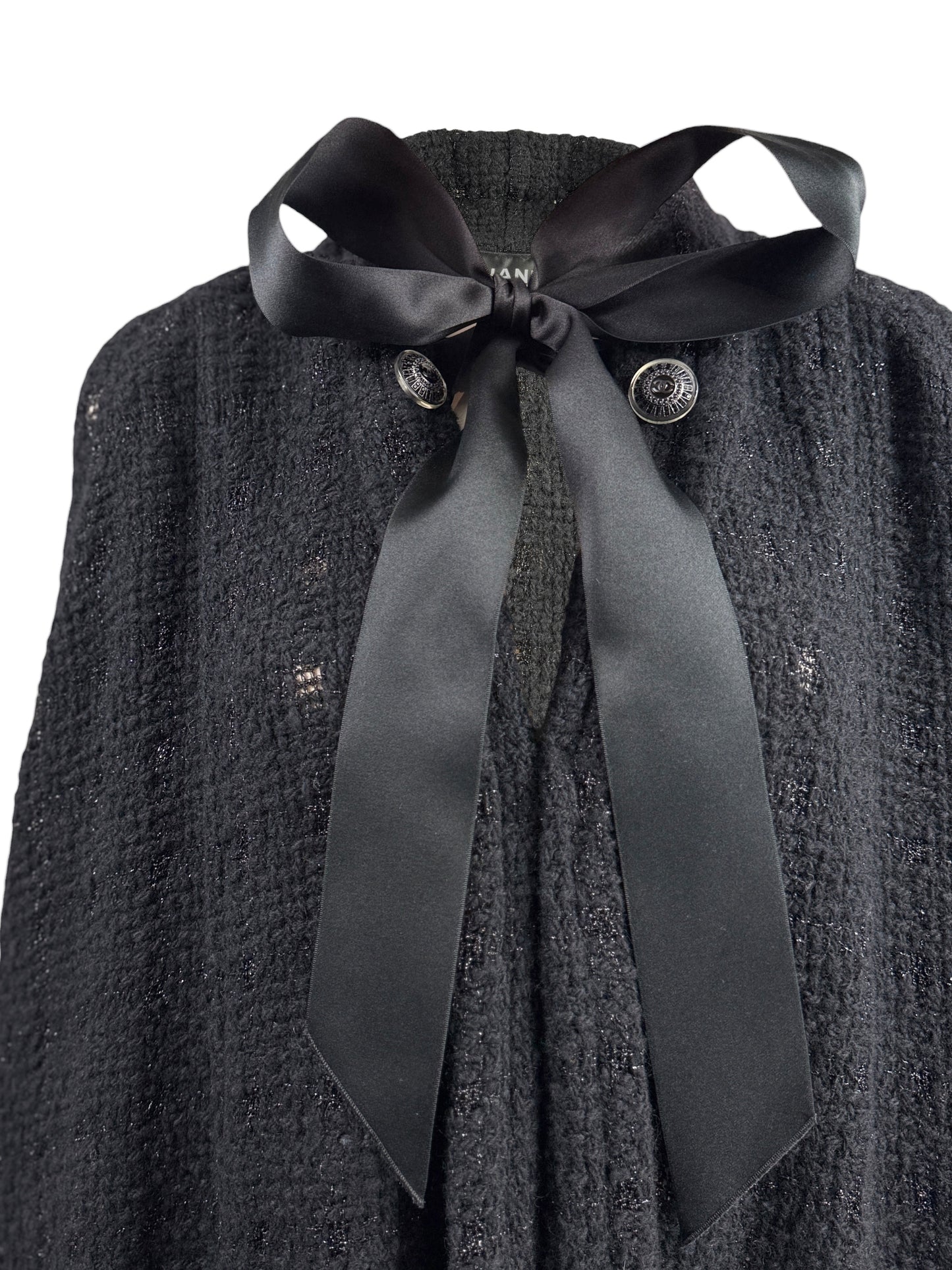 Chanel Karl Lagerfeld Fall 2019 black tweed cape