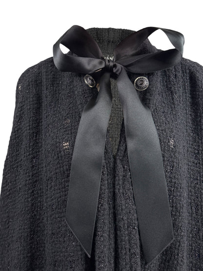 Chanel Karl Lagerfeld Fall 2019 black tweed cape
