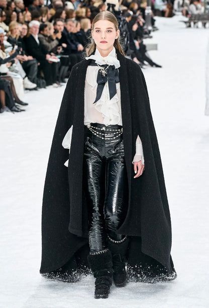 Chanel Karl Lagerfeld Fall 2019 black tweed cape