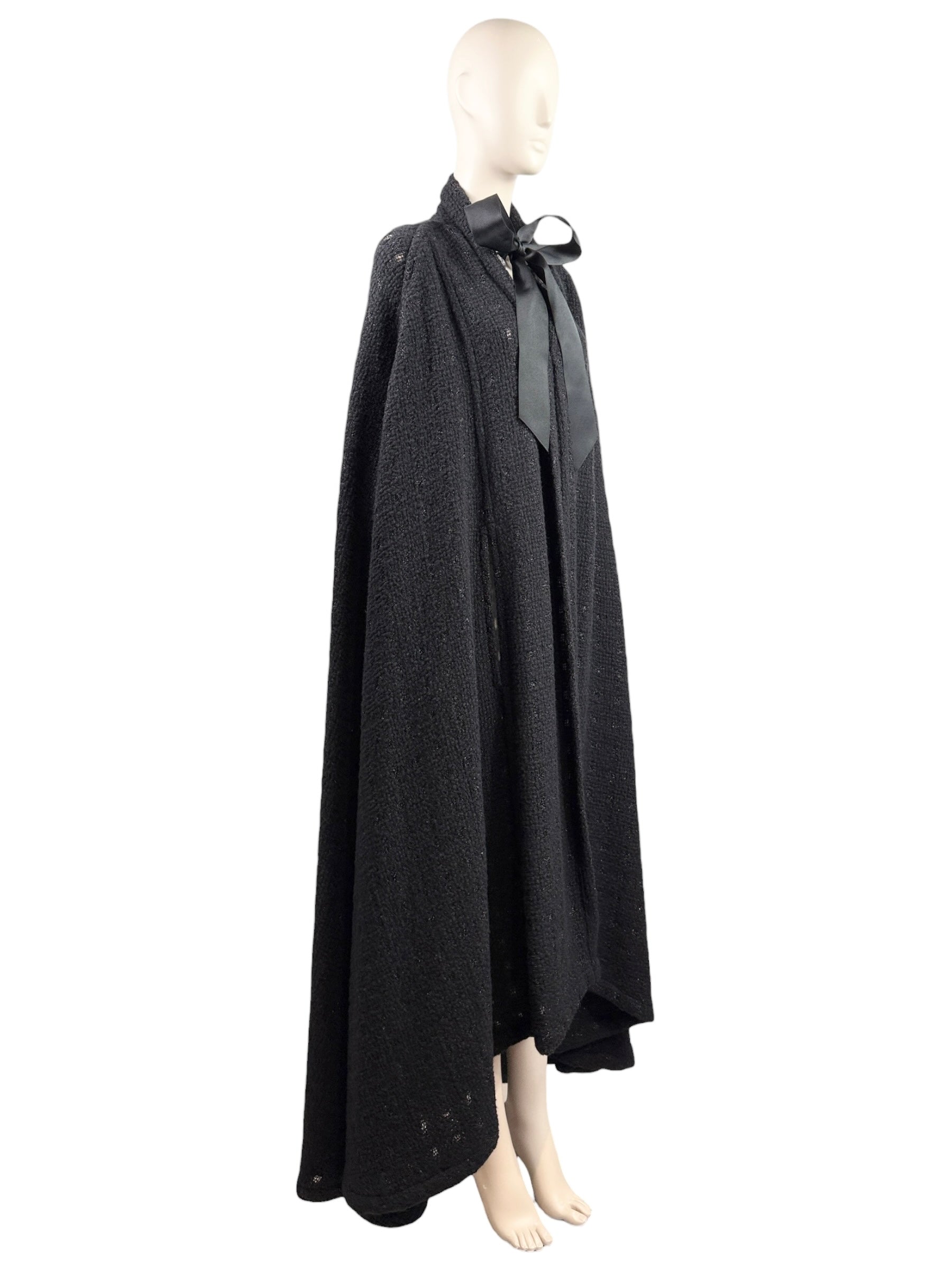 Chanel Karl Lagerfeld Fall 2019 black tweed cape