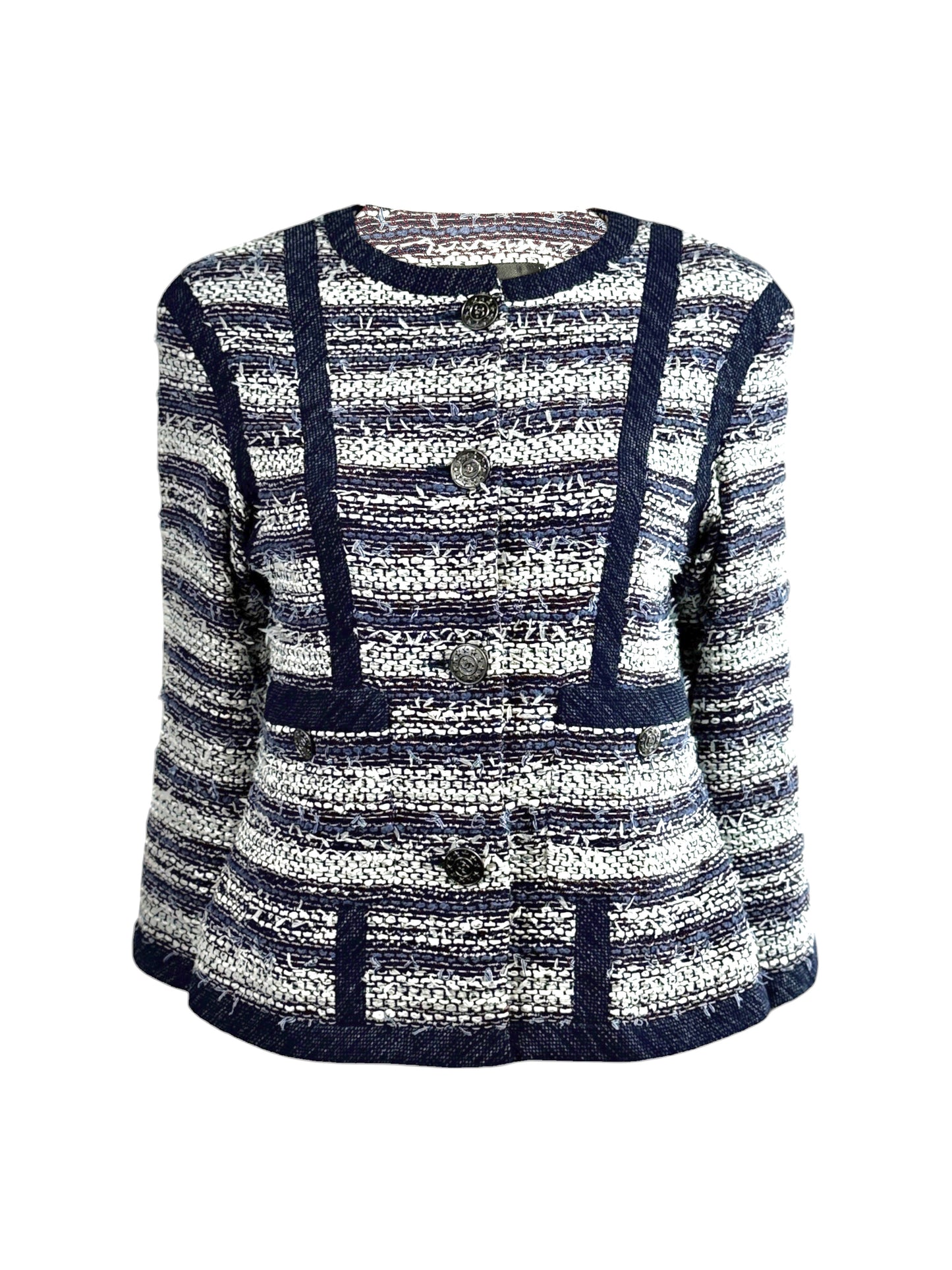Chanel Karl Lagerfeld Spring 2013 Cropped tweed jacket navy white