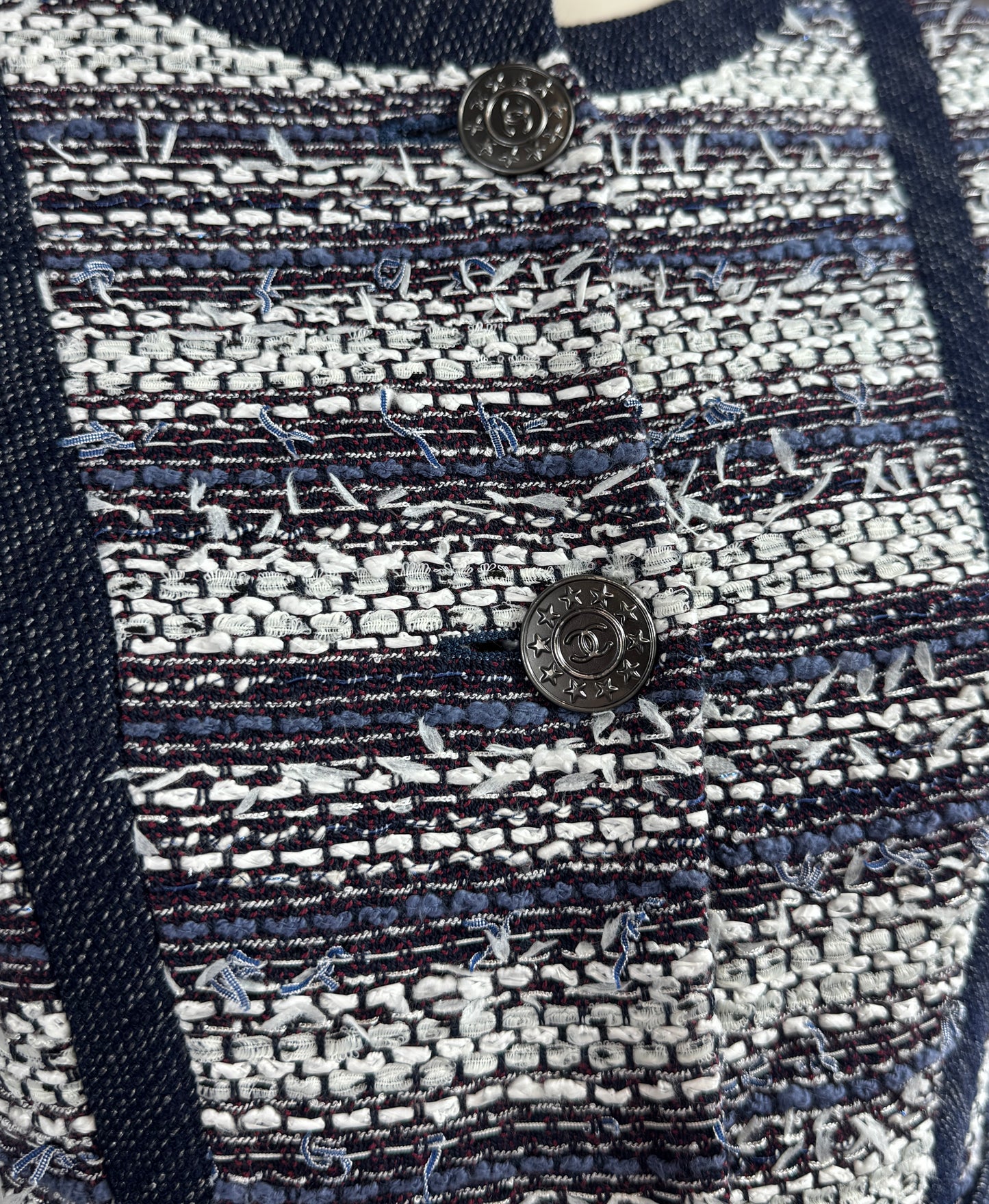 Chanel Karl Lagerfeld Spring 2013 Cropped tweed jacket navy white