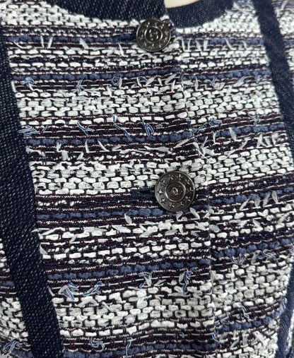 Chanel Karl Lagerfeld Spring 2013 Cropped tweed jacket navy white