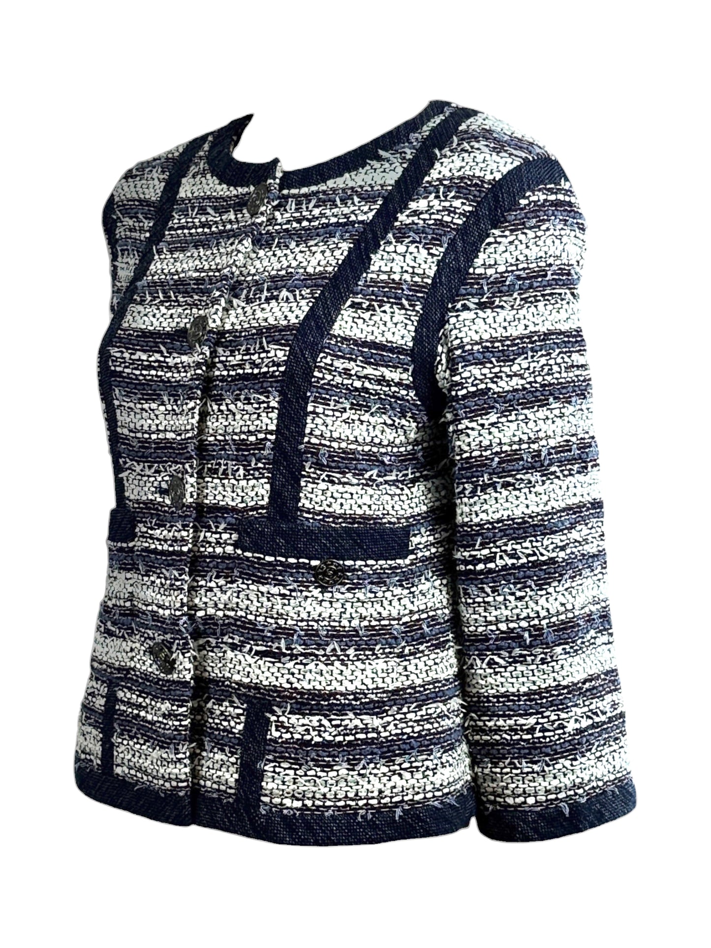 Chanel Karl Lagerfeld Spring 2013 Cropped tweed jacket navy white