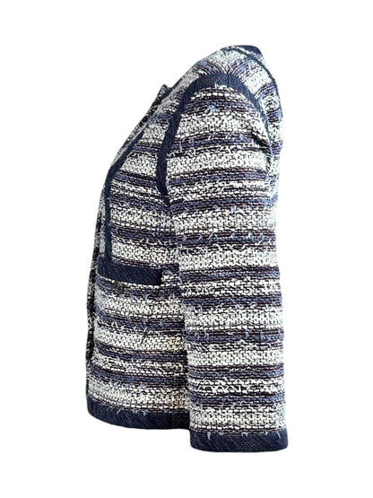 Chanel Karl Lagerfeld Spring 2013 Cropped tweed jacket navy white