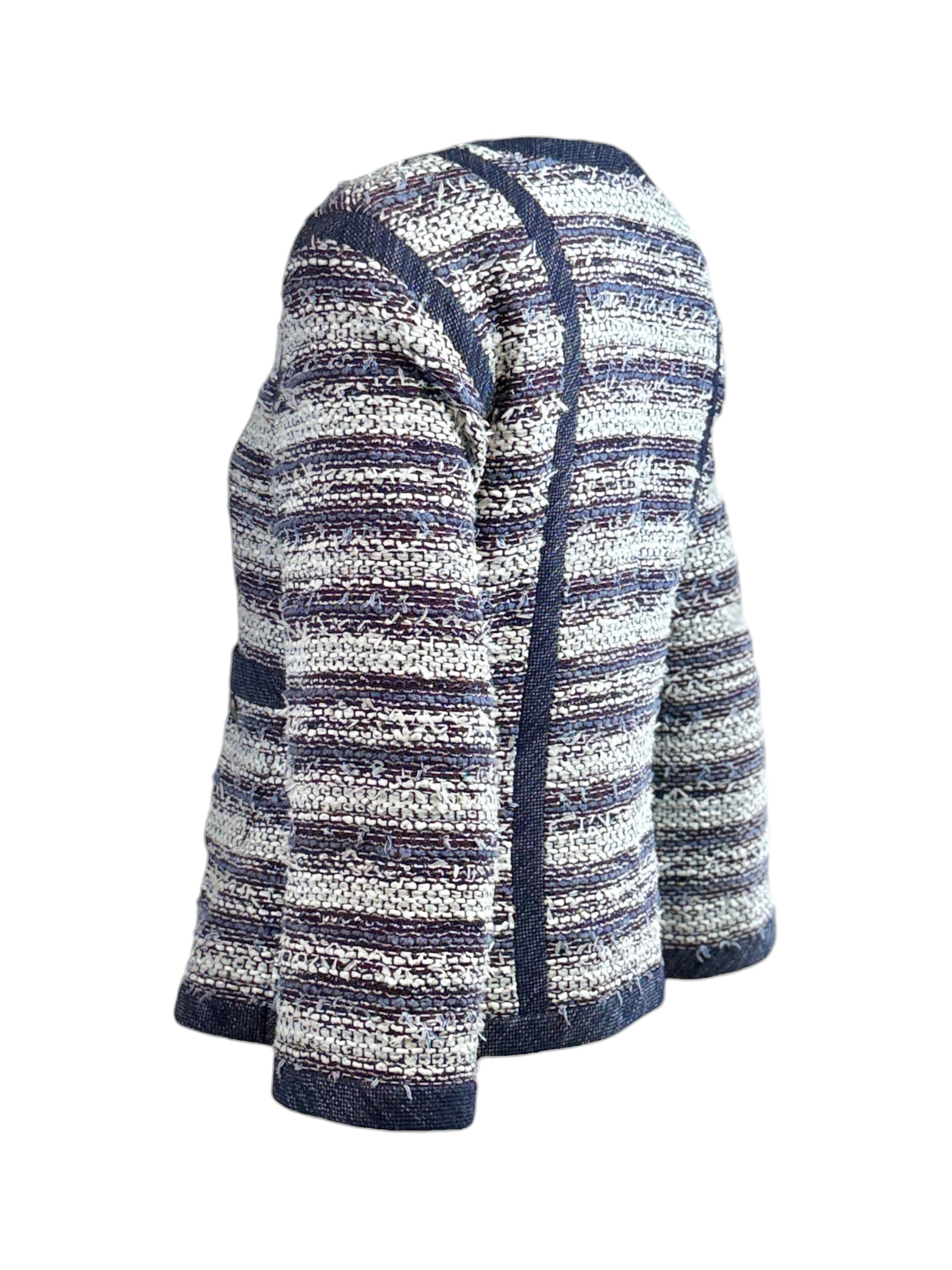 Chanel Karl Lagerfeld Spring 2013 Cropped tweed jacket navy white