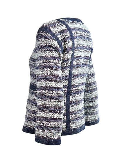 Chanel Karl Lagerfeld Spring 2013 Cropped tweed jacket navy white