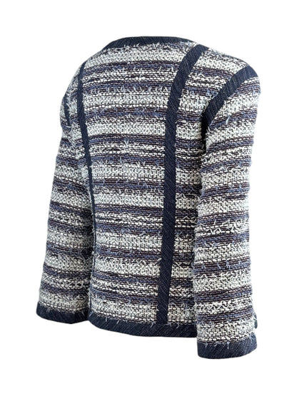 Chanel Karl Lagerfeld Spring 2013 Cropped tweed jacket navy white