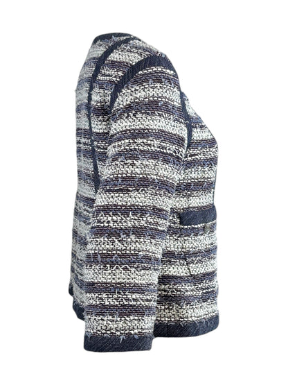Chanel Karl Lagerfeld Spring 2013 Cropped tweed jacket navy white