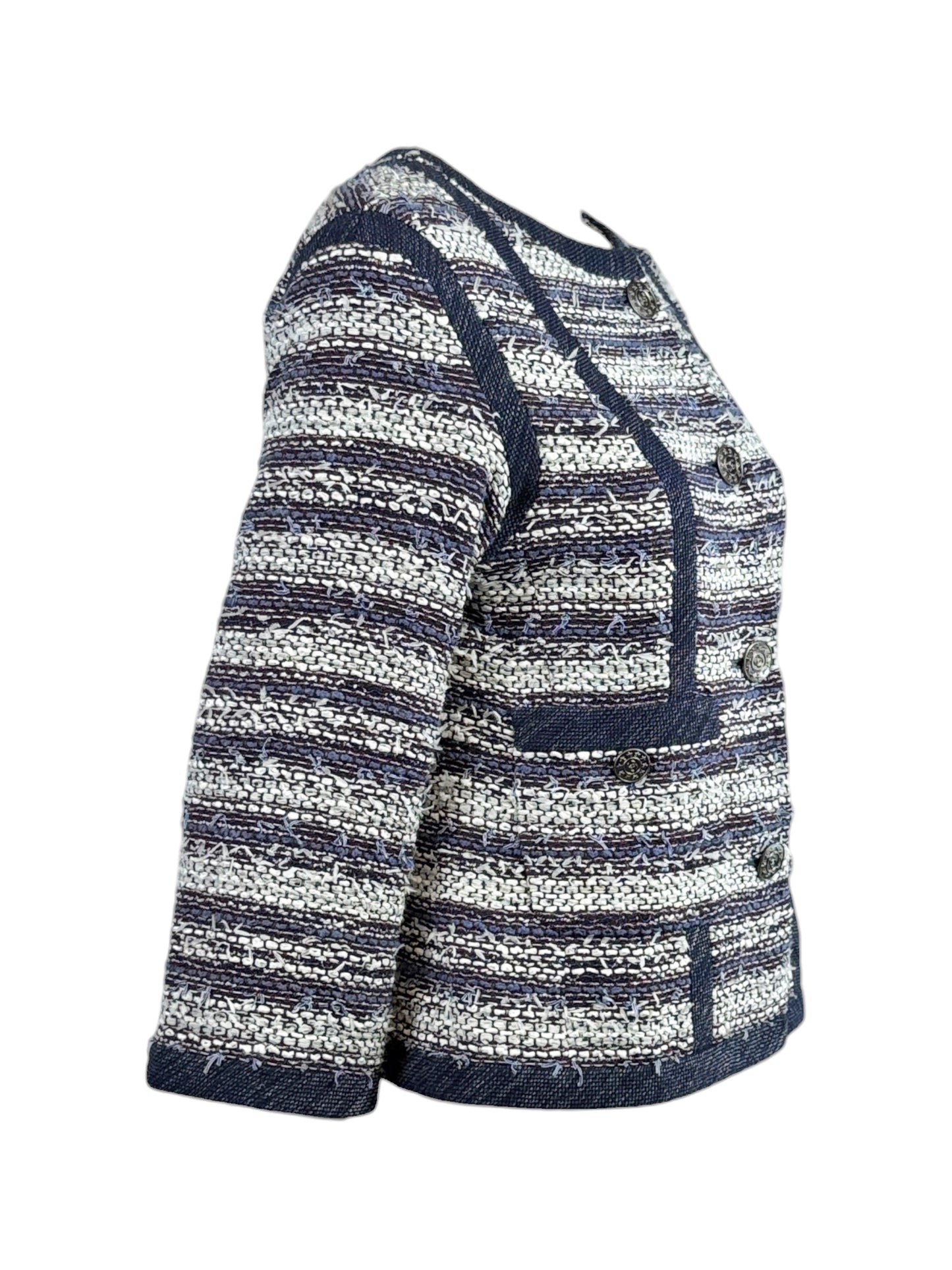 Chanel Karl Lagerfeld Spring 2013 Cropped tweed jacket navy white