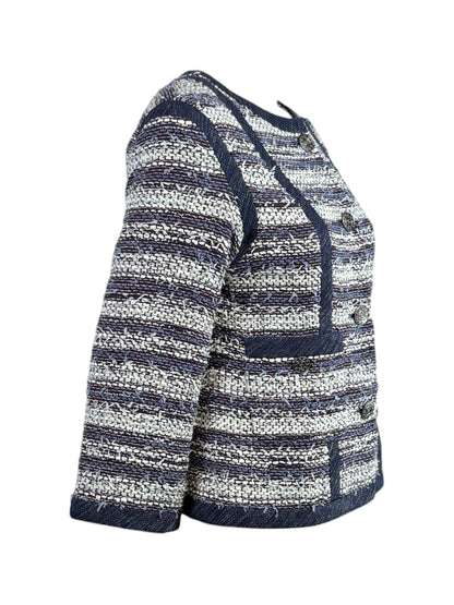 Chanel Karl Lagerfeld Spring 2013 Cropped tweed jacket navy white