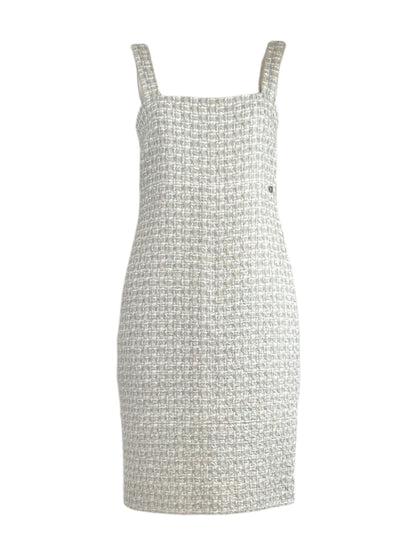 Chanel Karl Lagerfeld Spring 2014 Beige strap tweed dress