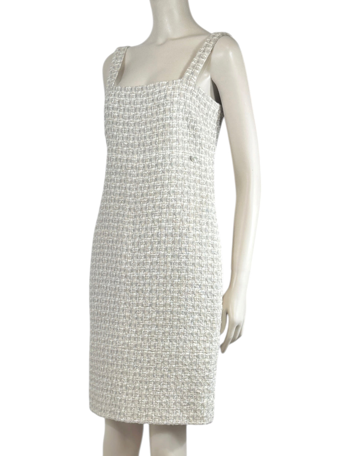 Chanel Karl Lagerfeld Spring 2014 Beige strap tweed dress