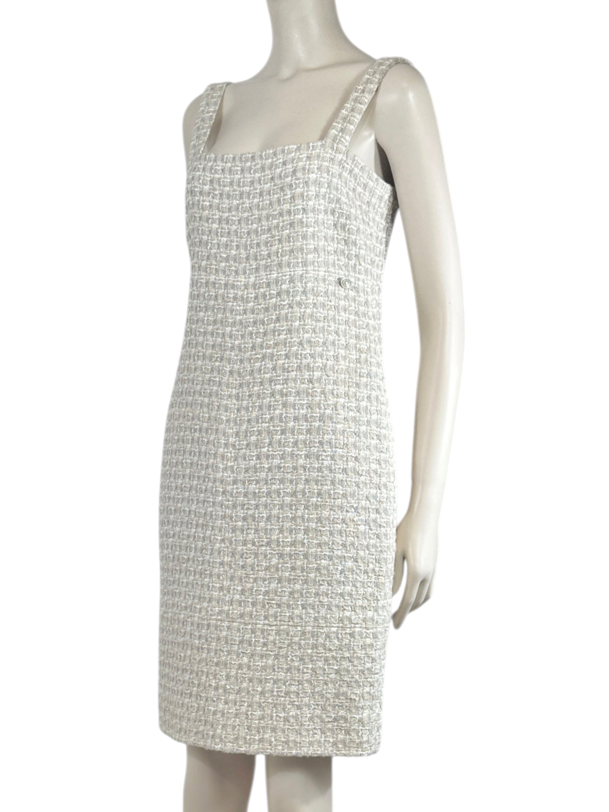 Chanel Karl Lagerfeld Spring 2014 Beige strap tweed dress