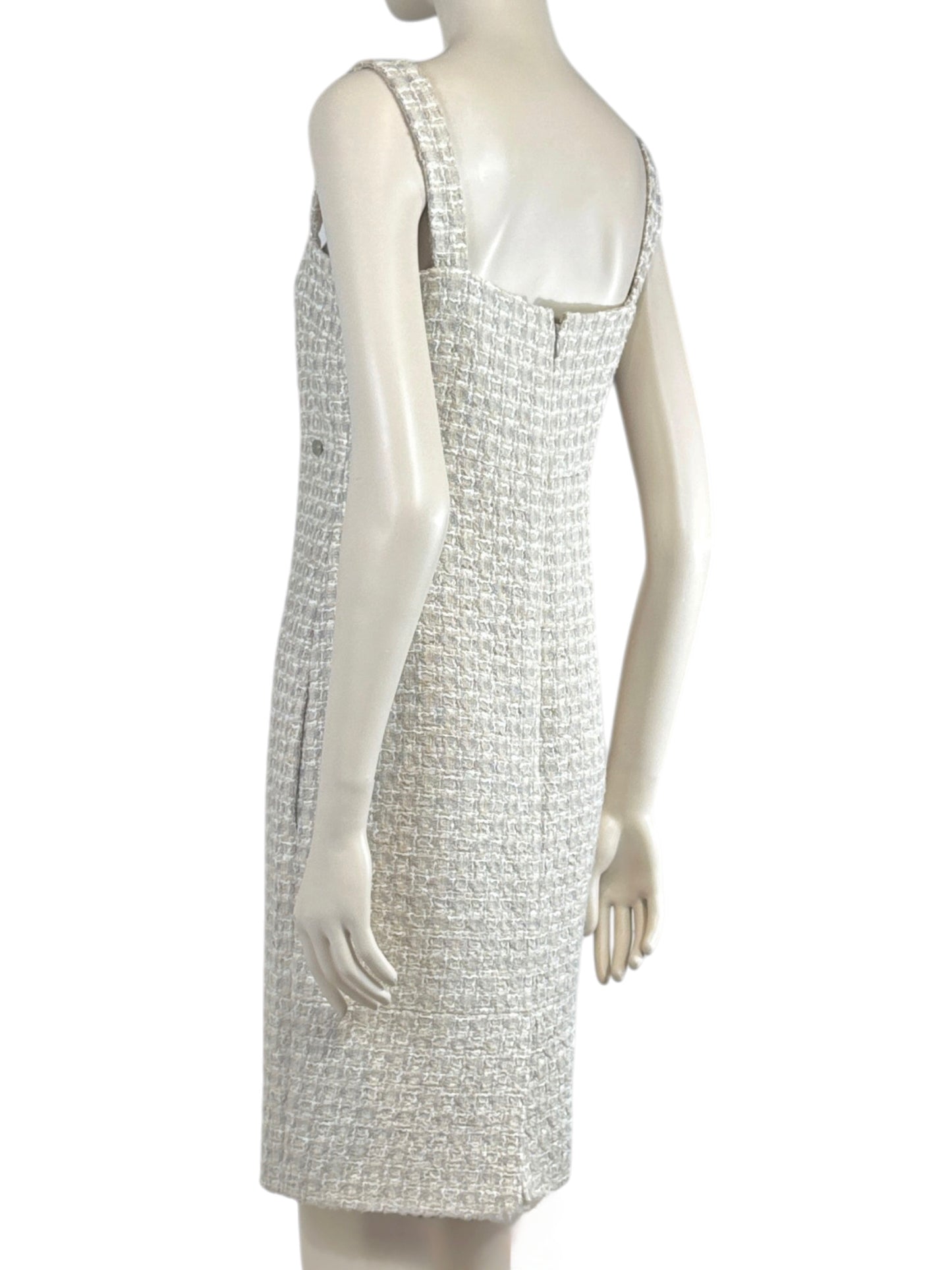 Chanel Karl Lagerfeld Spring 2014 Beige strap tweed dress