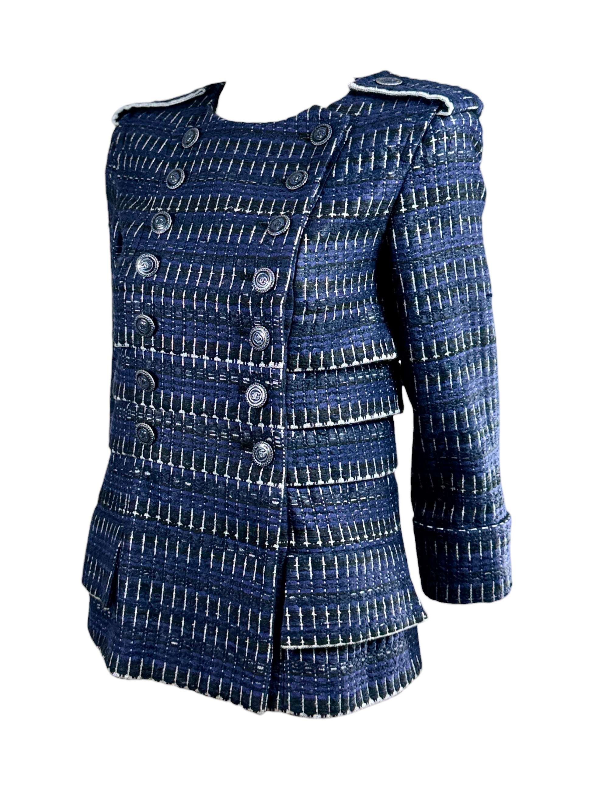 Chanel Karl Lagerfeld Spring 2016 Blue tweed jacket