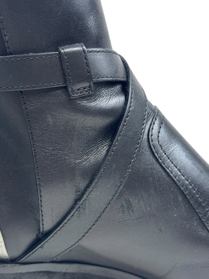 Chanel black leather metallic boots