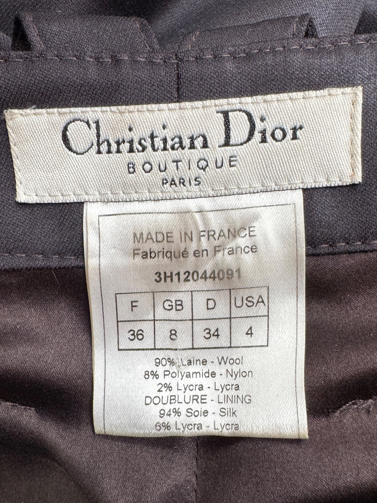 Christian Dior Boutique John Galliano Fall 2003 Ebony wool pants